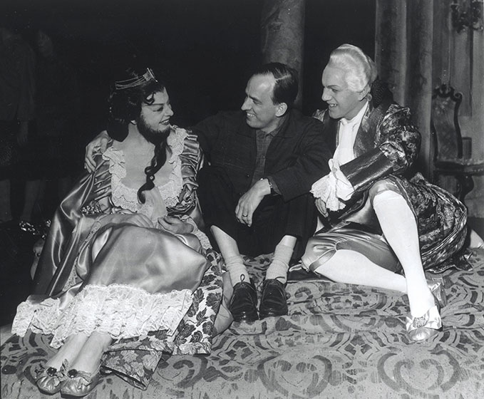 Rucklarens väg, Kungliga Operan, 1961, bakom, Ingmar Bergman, Kerstin Meyer, Ragnar Ulfung