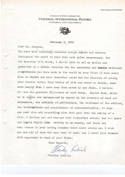 Kubrick letter