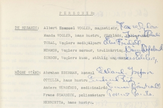 Cast list.