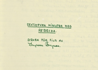 Title page of Bergman's handwritten manuscript.