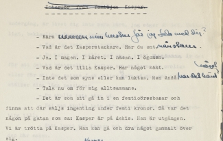 "Kära min hustru får jag tala med dig?"