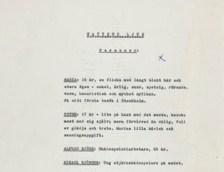 Första sidan i arbetsmanuset.