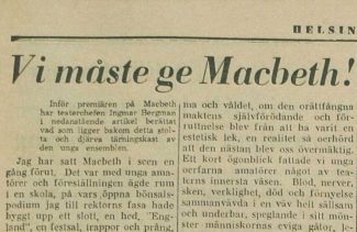 Vi måste ge Macbeth!